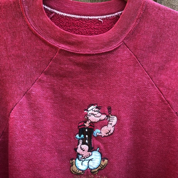 Vintage Embroidered Popeye Adult Small Crew Neck - Picture 5 of 7